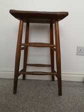 Vintage Wooden Lab Stool — Turned Wood, Solid Build, Minimalist Retro Design