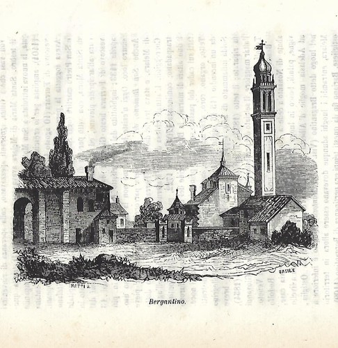 Antique print bergantino - print,