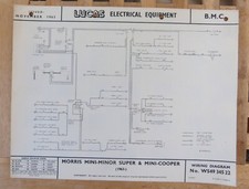 Original LUCAS Mini Super & Mini Cooper Wiring Diagram 1963-    W54934522