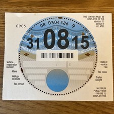 Very Rare old Tax Disc August 2015