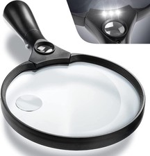QVZ Extra Large LED Handheld Magnifying Glass with Light - 2X 4X 25X Lens (M16)