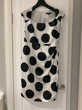 coast satin feel wiggle dress in black and silver/white 14 in lovely condition 