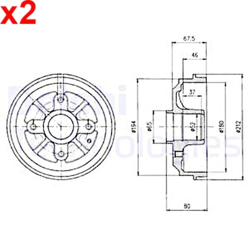 Delphi brake drum for - 2x,