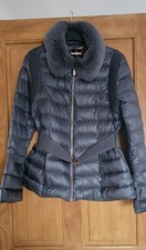 Ted Baker Yelta Duck down Puffa Jacket Belt Grey Fur Collar Size 3, 10 To 12