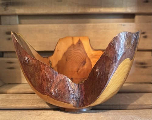 Carved wooden bowl abstract - wooden,