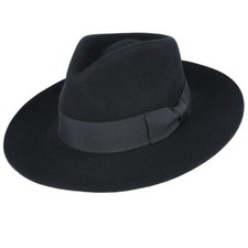 Stiff Brim Fedora Wide Hat - 100% Wool Gladwin Bond Hat Outdoor Grace Snap Fedor