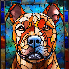 Staffie  Faux stained glass window metal plaque, Staffie sign, Staffie Plaque