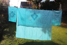 NB332 Turquoise Satin Embroidered Bed Spread & 2 P/cases 50,s?  Single Unused