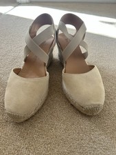 Russell & Bromley Espadrille Wedge Closed Toe Suede Elastic Size 6