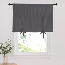 PONY DANCE Blackout Room Darkening Curtain - Tie Up Shade Blind Bathroom Window