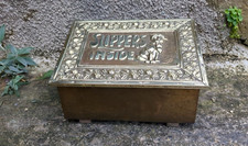 Antique Brass Bonzo Slipper Box Fireside Storage Container Original VGC 1920's