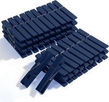Mr. Pen- Wooden Clothes Pins, Natural Wood, 50 Pack, 2.9 Inch, Dark Blue,