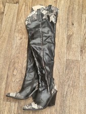 Thigh High cowboy Boots Snake Skin Print Uk 6
