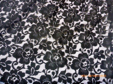 Almost 6 Metres x 1.37 Metres Wide of Floral Black Lace Fabric Wedding/ Goth