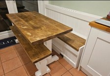 BESPOKE SPACE SAVING DINING SET MONKS BENCH  BOOKING STORAGE SOLID PINE ANY SIZE