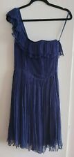 Kate Moss for Topshop one shoulder dress midnight blue chiffon 10 Rare NEW