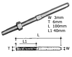 Swage stud terminal for 3mm - swage,