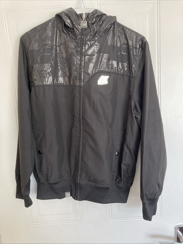 Boys black hooded track jacket - black,