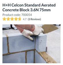 Celcon Standard Aerated Concrete Block 3.6N 75mm
