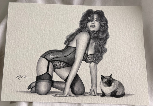 Erotic girl portrait drawing - erotic,