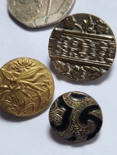 Three Vintage Paris Backed Buttons inc Mayfly Silvered, Gilded  & Black Silvered