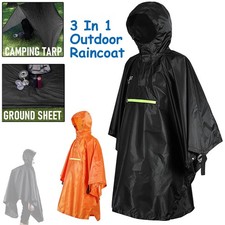 Adult Rain Poncho Waterproof Reusable Raincoat Bicycle Cover Hooded Cape Hiking