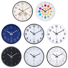 12" Round Wall Clock Simple Bedroom Kitchen Clocks Quartz Sweep Movement Office