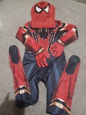 Kids Spiderman Costume Age 7-8 Jumpsuit And Gloves