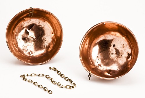 Antique copper scale pans - antique,
