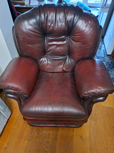 Recliner burgundy leather - recliner,