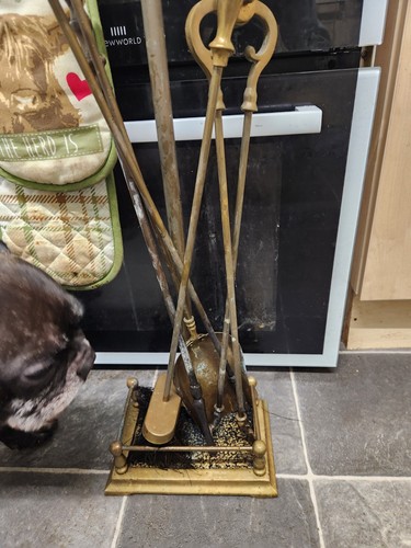 Antique brass fire stand with - fire,