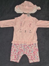 Baby Girls Uv Swim Suit and Hat Set  3-6 Months