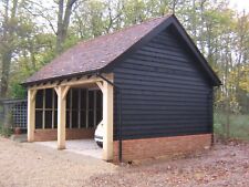 🪚100% OAK Double GARAGE/CARPORT/cart lodge INC OAK RAFTERS & CLAD
