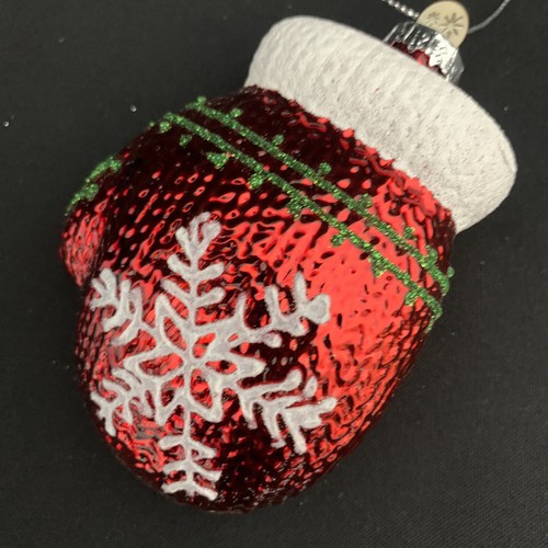 Red white glove mitten - &,
