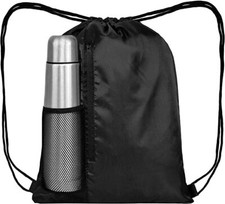 Drawstring Bag Waterproof Sports Gym Shoe Bags with 3 Pockets PE Swim Dance Sack