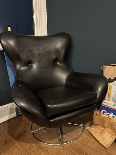 Vintage black leather swivel - black,