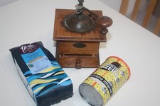 Antique Peugeot Freres French Coffee Grinder – Wooden Box Hand Crank Mill