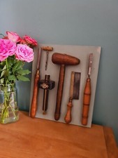 Vintage Lead Work Tools Collection Hand Tools Wooden Handles Iron Tipped Rare. 