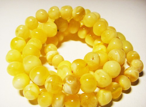 Amber beaded necklace natural - amber,