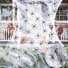 Spider Web With Spiders Halloween Decoration  40g-400g Stretchy Cobweb Props