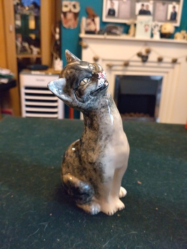 Porcelain cat figurine - porcelain,