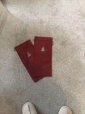 2 Red Hessian Look Gift Bottle Bag Drawstring Top. With Tree Motif