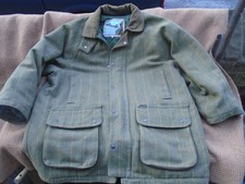 Bronte men's green wool tweed field coat / shooting jacket, UK XXL