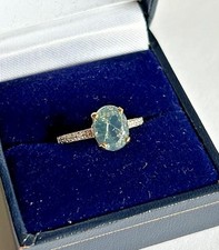 9ct Yellow Gold Green/Blue Opal and Diamond Ring