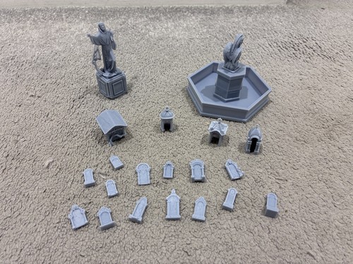 Printed gothic graveyard - printed,