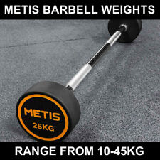 METIS Rubber Barbell Weights [10–45kg] | FIXED BAR – Weightlifting Gym Workouts