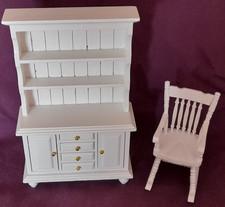 12th scale white welsh dresser and rocking chair