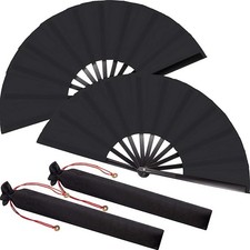 Large Folding Black Hand Fan