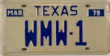 Vanity WMW-1 license plate