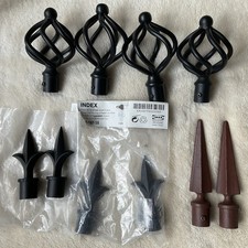 IKEA Iron Metal Finials Pole Ends Black X 10 Cage Fleur De Lys Lis